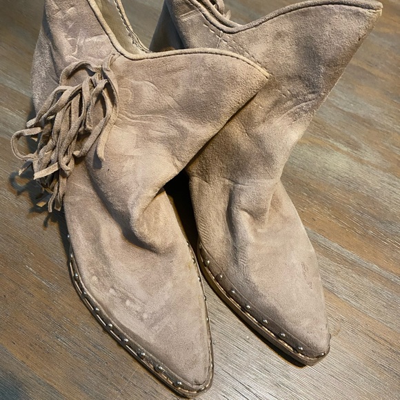 Sam Edelman Willie Pointed Toe Western Block Heel Womens Fringe Ankle Bootie - Picture 5 of 8